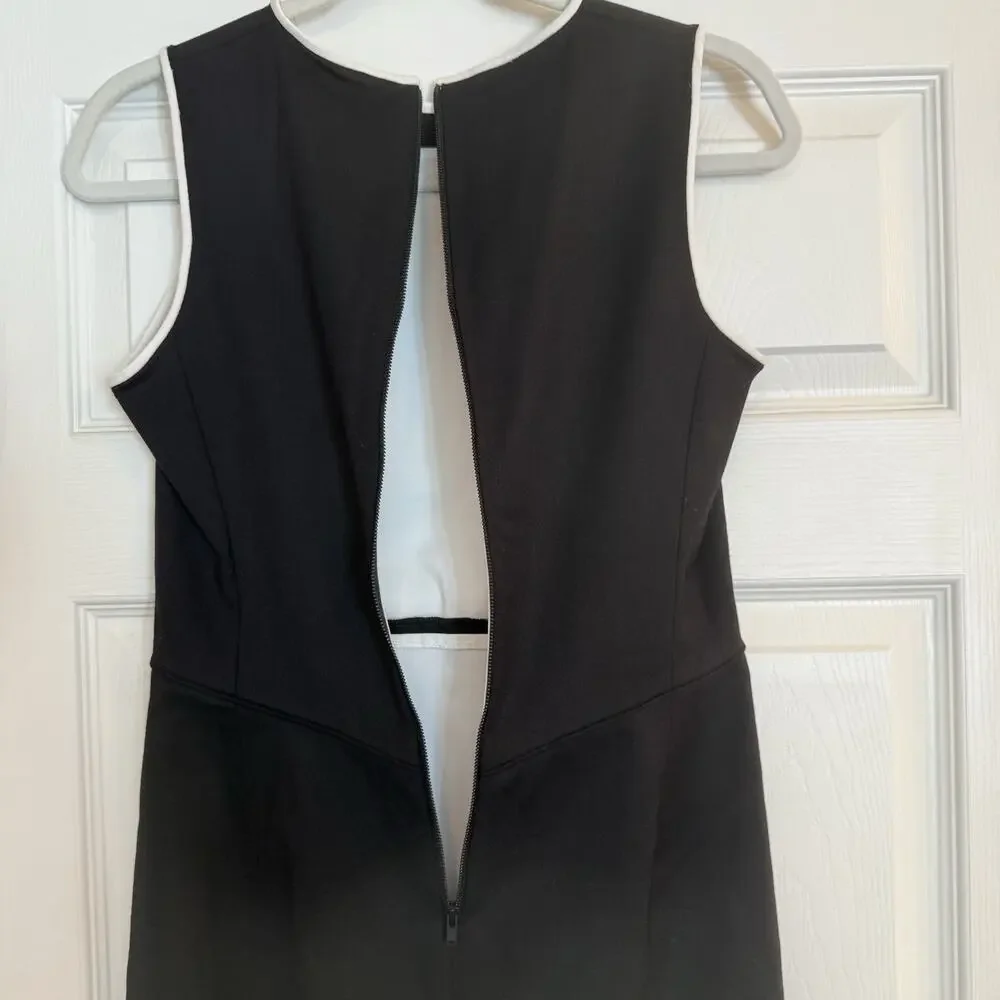 Theory Nyasha Dress Sz 6 Black/White Stretch Wool Career Piece Minimalist Office - Picture 4 of 12